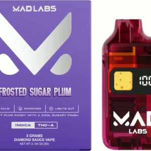 Mad Labs 3G Disposable Frosted Sugar Plum – Indica THC-A Diamond Sauce Vape